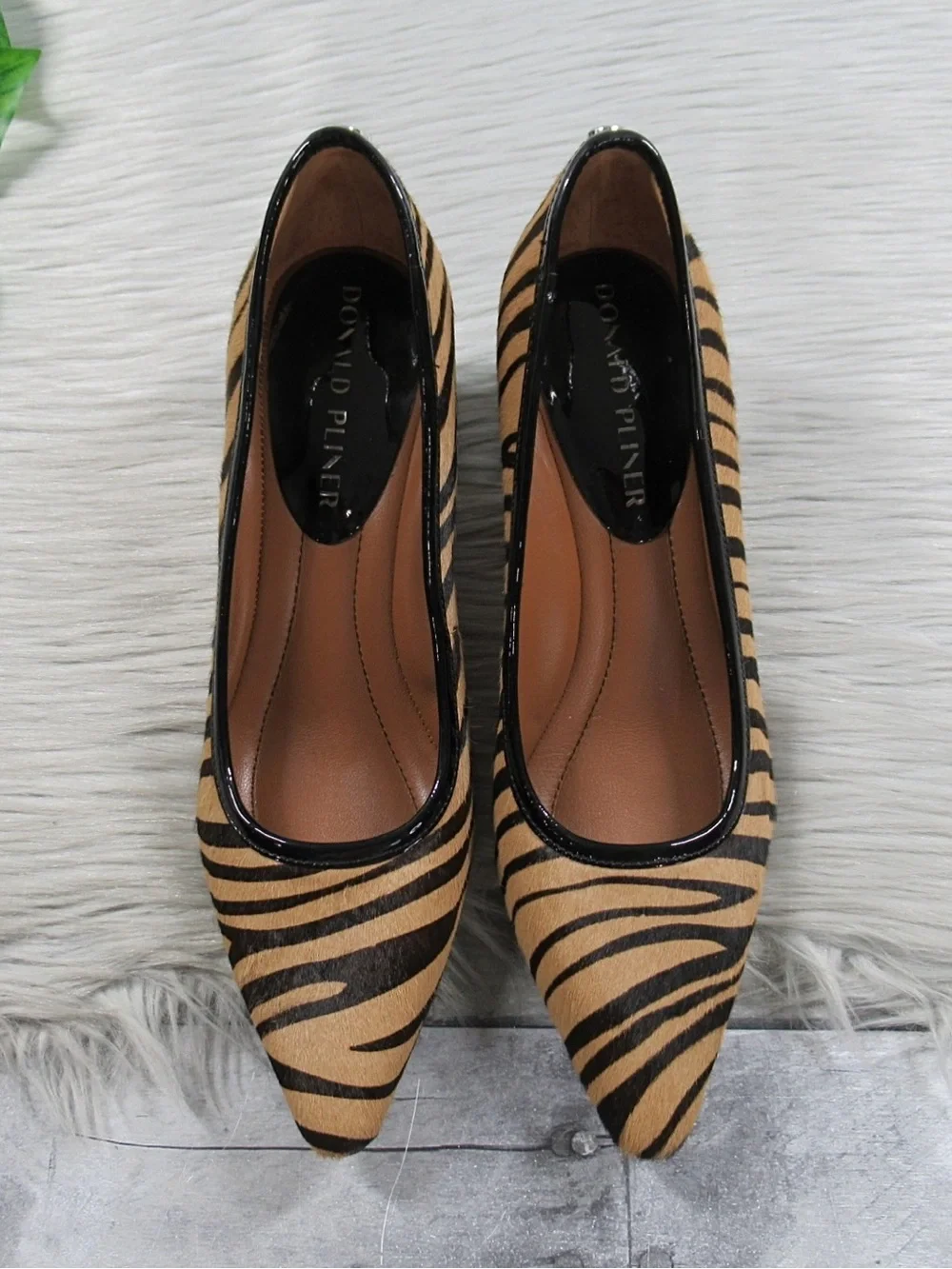 DONALD PLINER Aston Calfhair Zebra Print Block Heel Pumps - Women's Size 7M